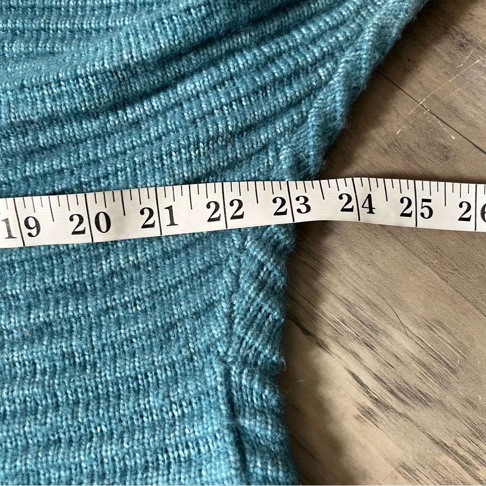 Jessica Simpson NWT Size Large Mock Neck Ribbed Knit Teal Boxy Sweater Soft Cozy - Picture 8 of 10